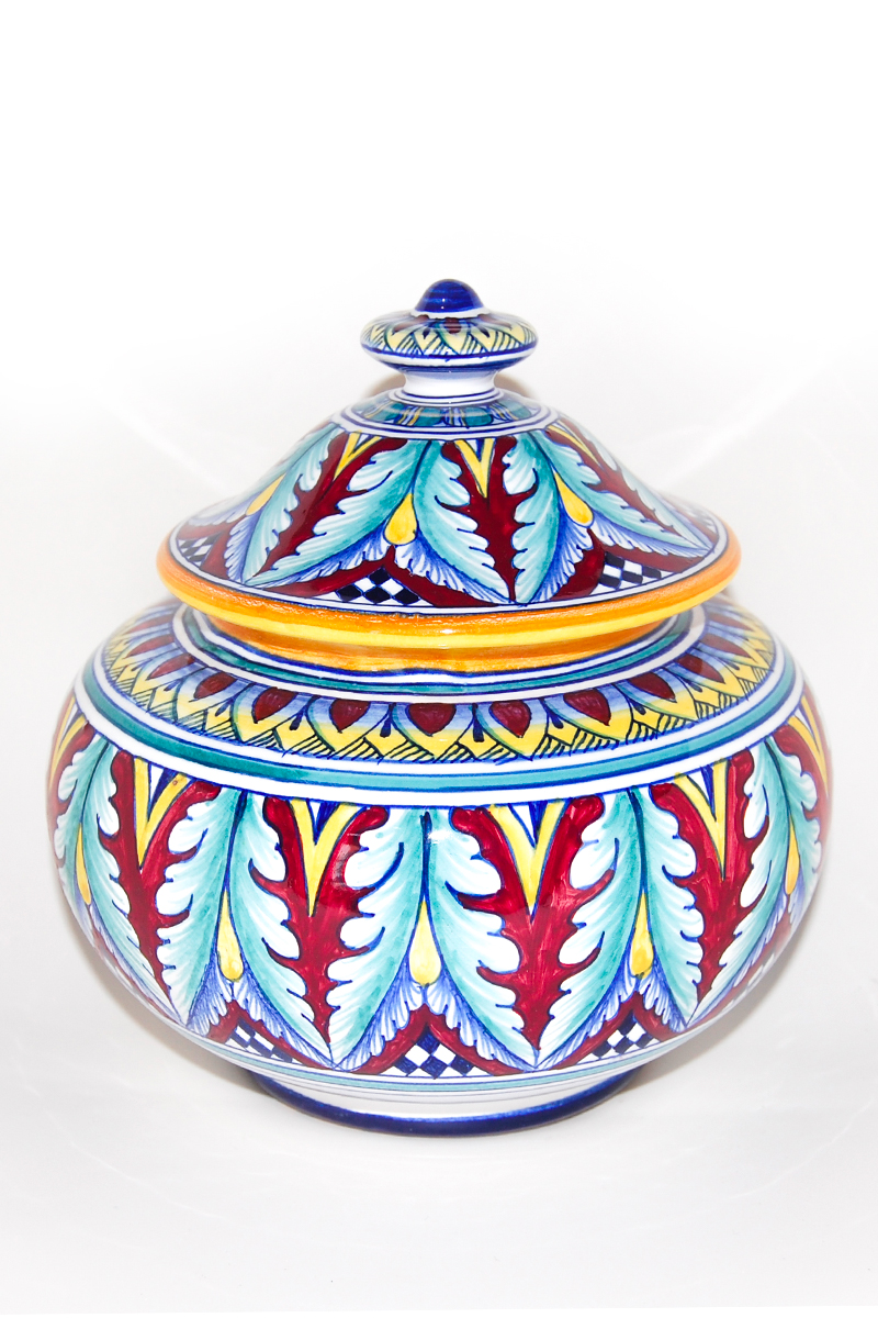 <b color='purple' style='color:#008080'>PERUGIA E PROVINCIA</B> - VASO PORTA BON BON IN CERAMICA ARTISTICA DERUTA