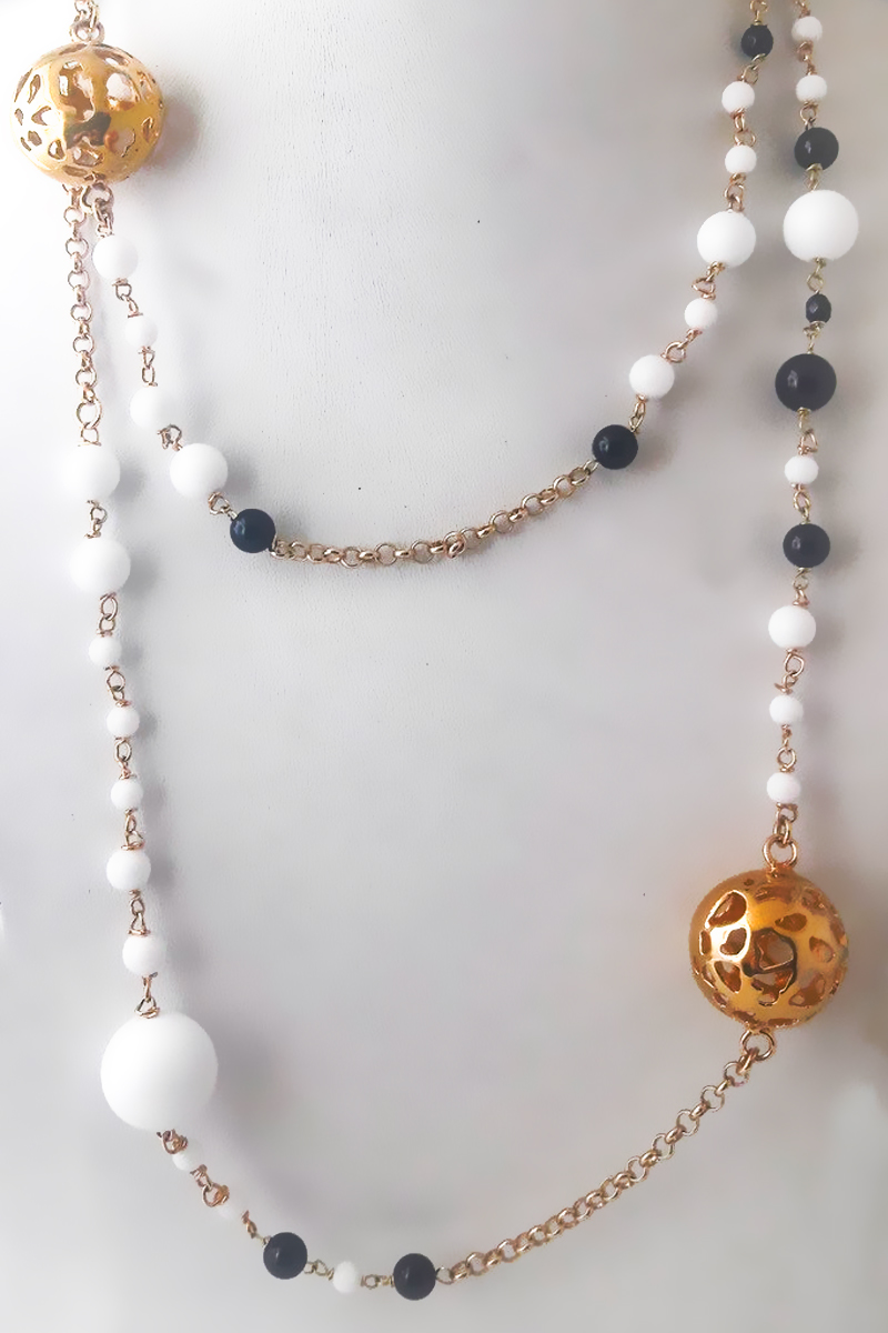 COLLANA BANE’ IN OTTONE DORATO CON INSERTI A SFERA mod. pietre01