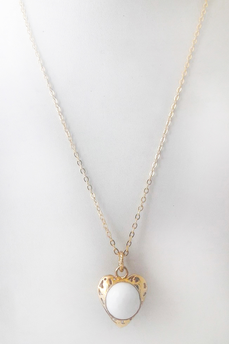 COLLANA BANE' CUORE SPECIALE S. VALENTINO - AGATA BIANCA