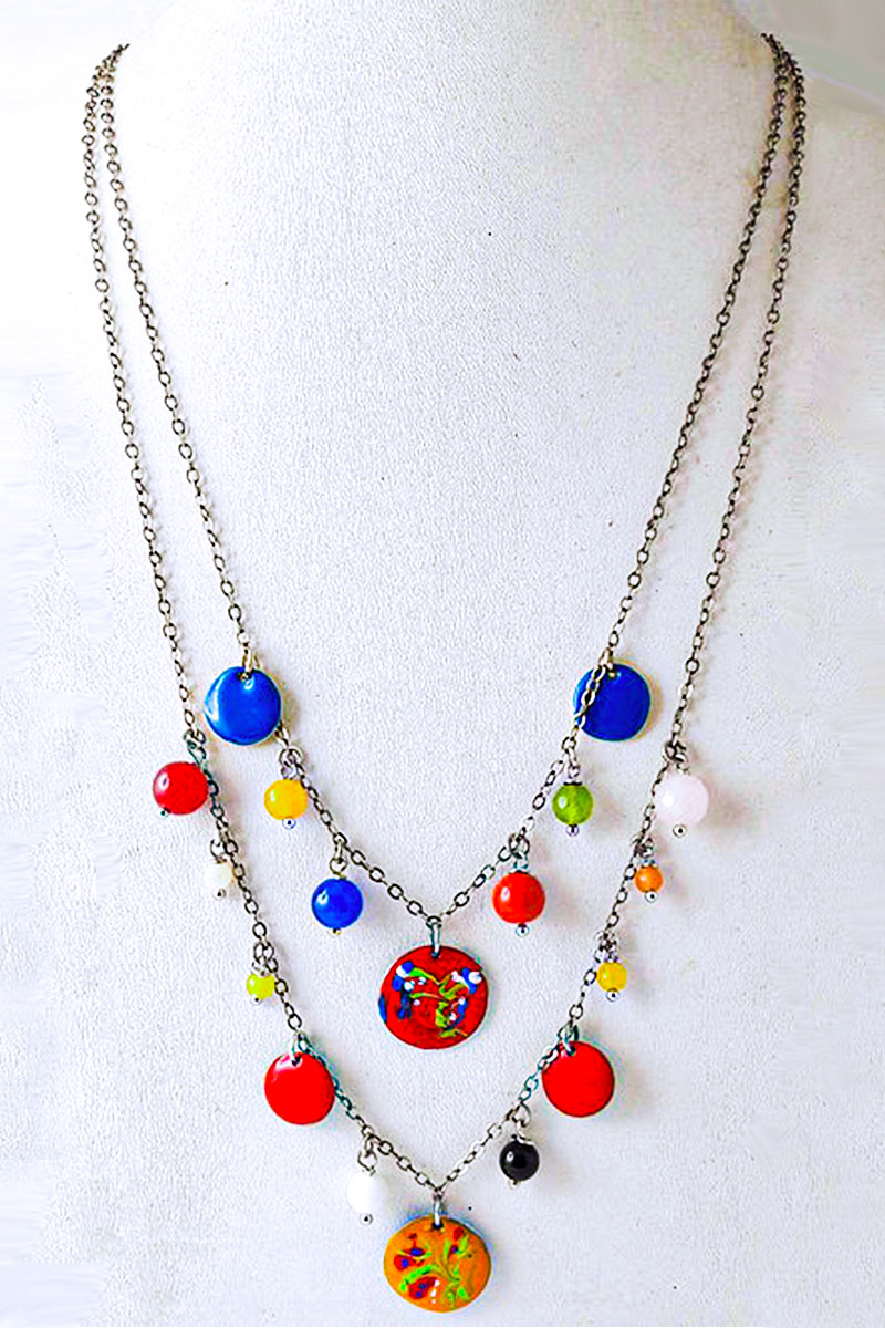 COLLANA BANE’ IN OTTONE CON PIETRE COLORATE mod.CH 1290
