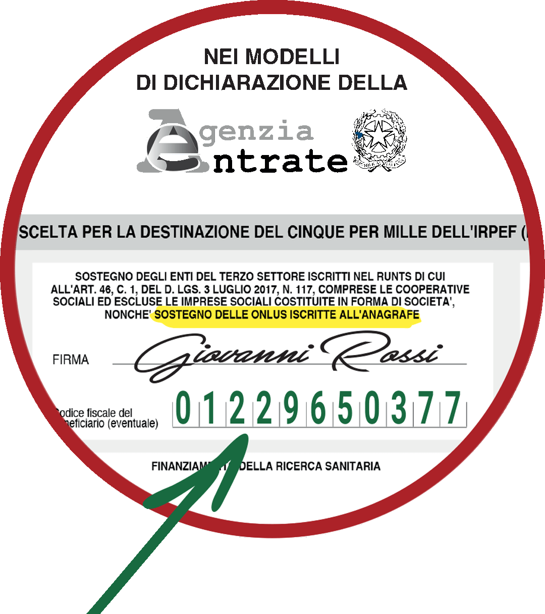 Indica il codice fiscale di ANT nella tua dichiarazione: 01229650377